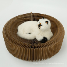 Plateau de Scratch de chat pliable Salon de Scratcher de chat Catnip de papier rond